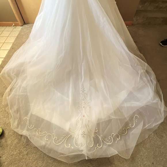 NWT Sz 10 Moonlight White Satin/Tulle Wedding Gown - Picture 10 of 14